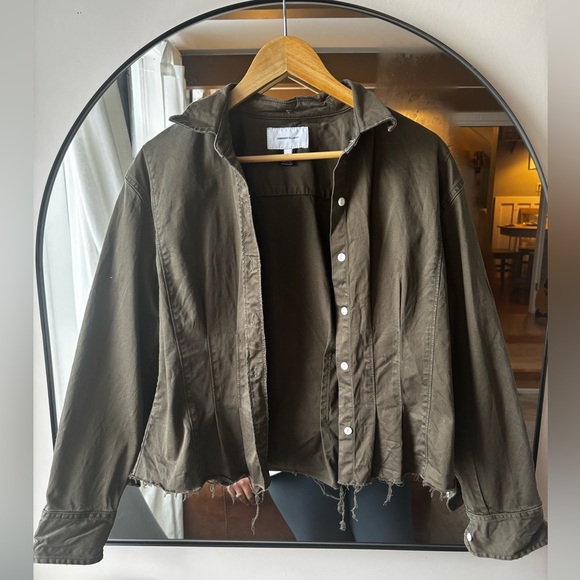 CURRENT ELLIOT | The tells button down shirt in rural green | size 1 - Picture 4 of 7